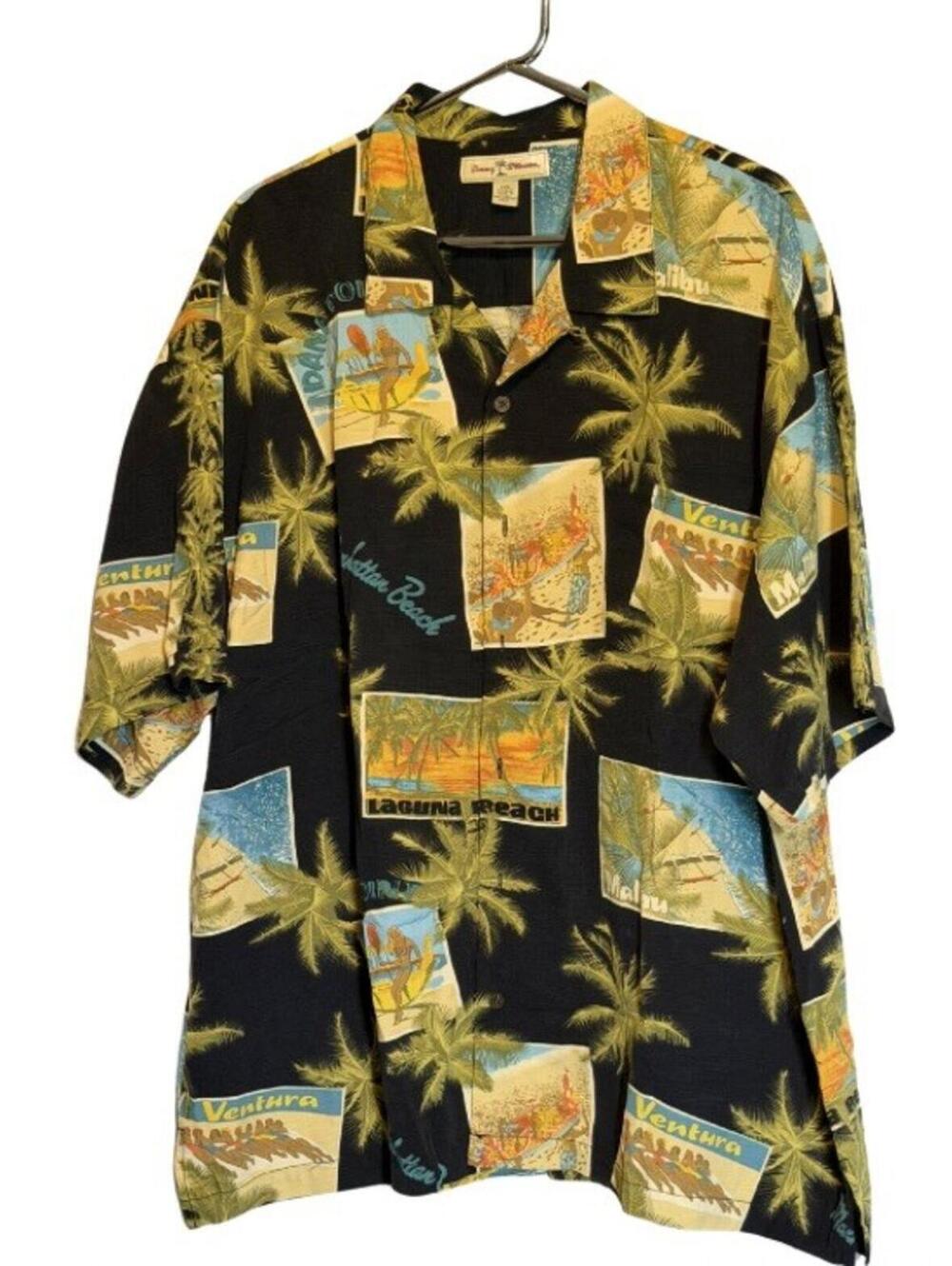 Tommy Bahama Mens California Travel Posters on Black Silk XXL